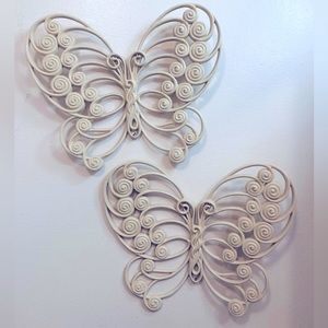 VTG Burwood 1976 White Pair Butterflies Wall Hanging Bohemian Boho Cottage Core
